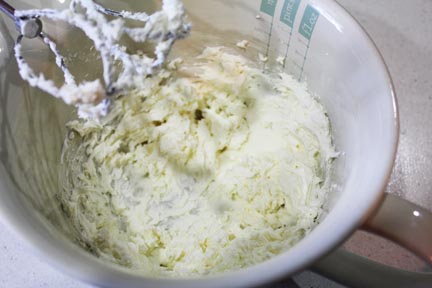 Beat the cream cheese until smooth and creamy.